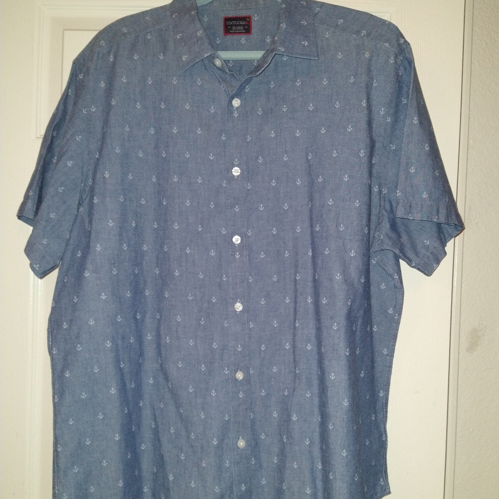 UNTUCKit Casual Button Down Short Sleeve Anchors Print Men's sz XXL
